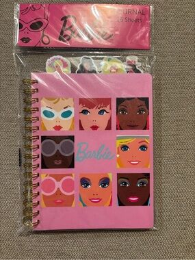 Barbie Multicolor Striped Journal with Retro Face Icons